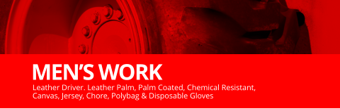 Leather Driver. Leather Palm, Palm Coated, Chemical Resistant,  Canvas, Jersey, Chore, Polybag & Disposable Gloves MEN’S WORK